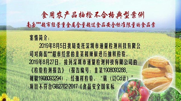 【部门动态】食用农产品抽检不合格典型案例